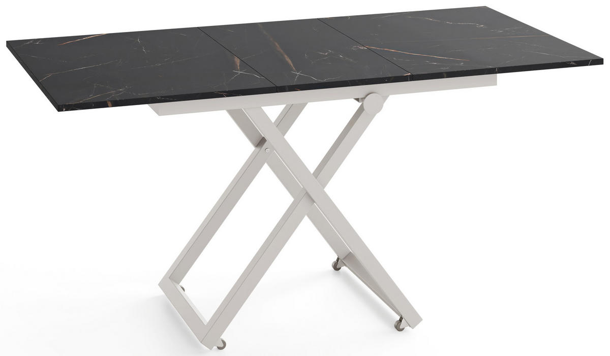 COUCHTISCH Axen höhenverstellbar ausziehbar, Schwarz Marmor Kupfer 120-160/80/38-75 cm - Kaschmir/Braun, Holzwerkstoff/Metall (80/160/75cm) - WFL GROUP