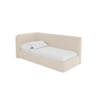 EINZELLBETT Jugendbett mit Bettkasten und Matratze H3/H4, Rechts - AURY 80x200 Beige - Kaschmir, Holzwerkstoff/Textil (80/200cm) - ALTDECOR