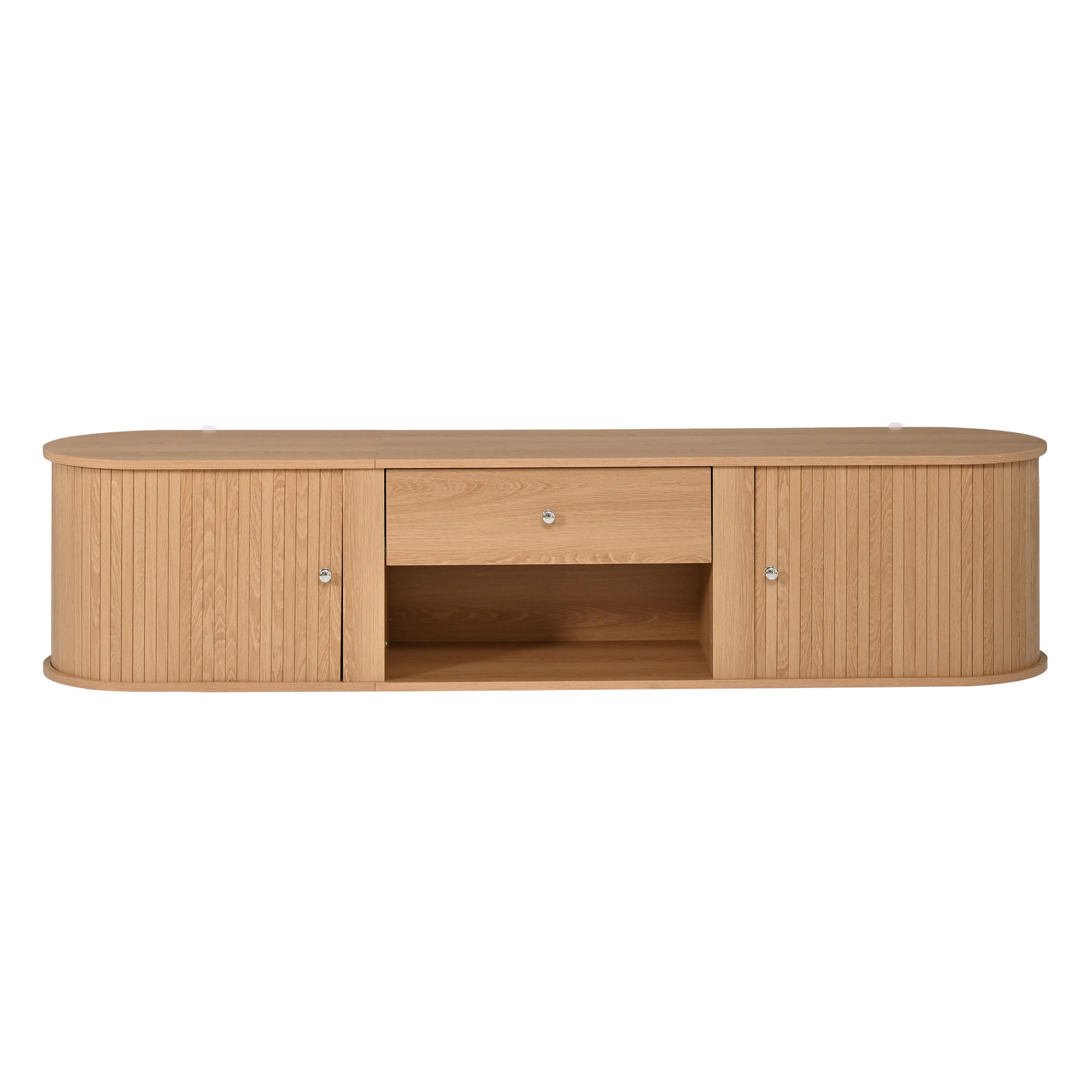 TV-SCHRANK 180/40/40 cm Holzoptik mit 1 Schublade und 2 Rolltüren - Naturfarben, Holzwerkstoff (180/40/40cm) - Oxeza