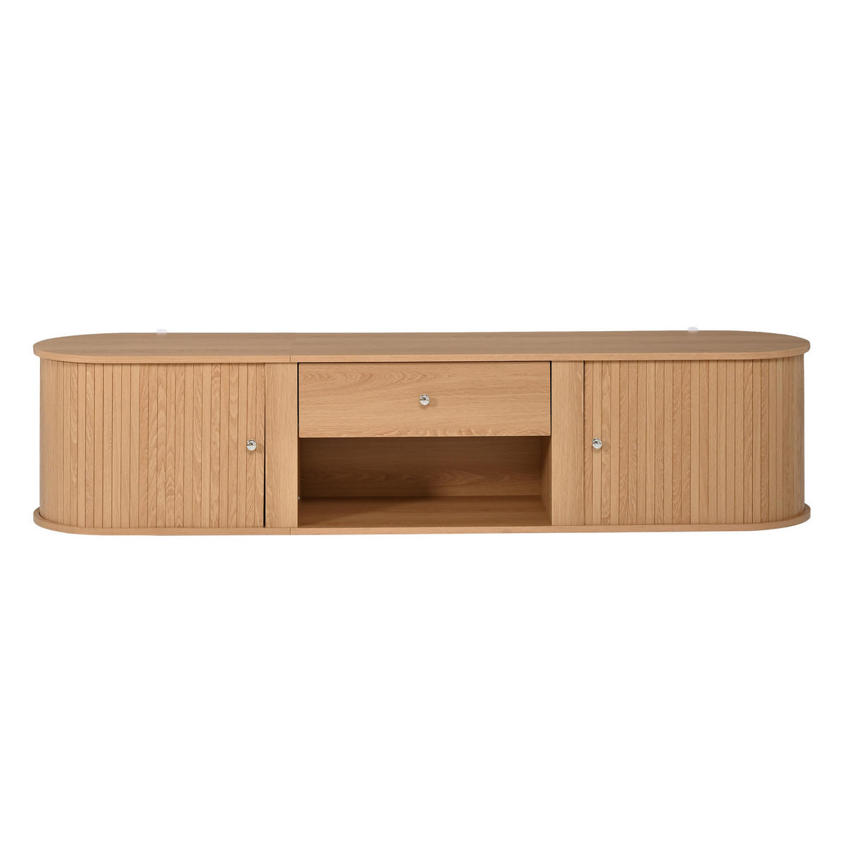 TV-SCHRANK 180x40x40cm Holzfarbe mit 2 Rollo-Türen - Naturfarben, Holzwerkstoff (180/40/40cm) - FLIEKS