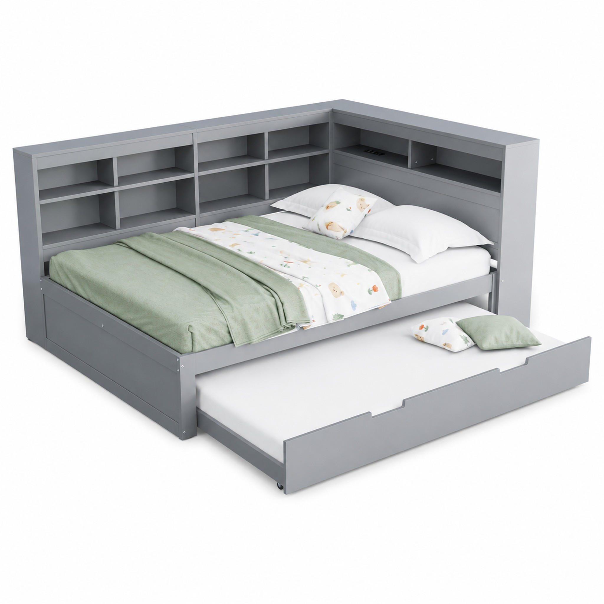 Meubliv Schlafsofa Grau 90x190 cm
