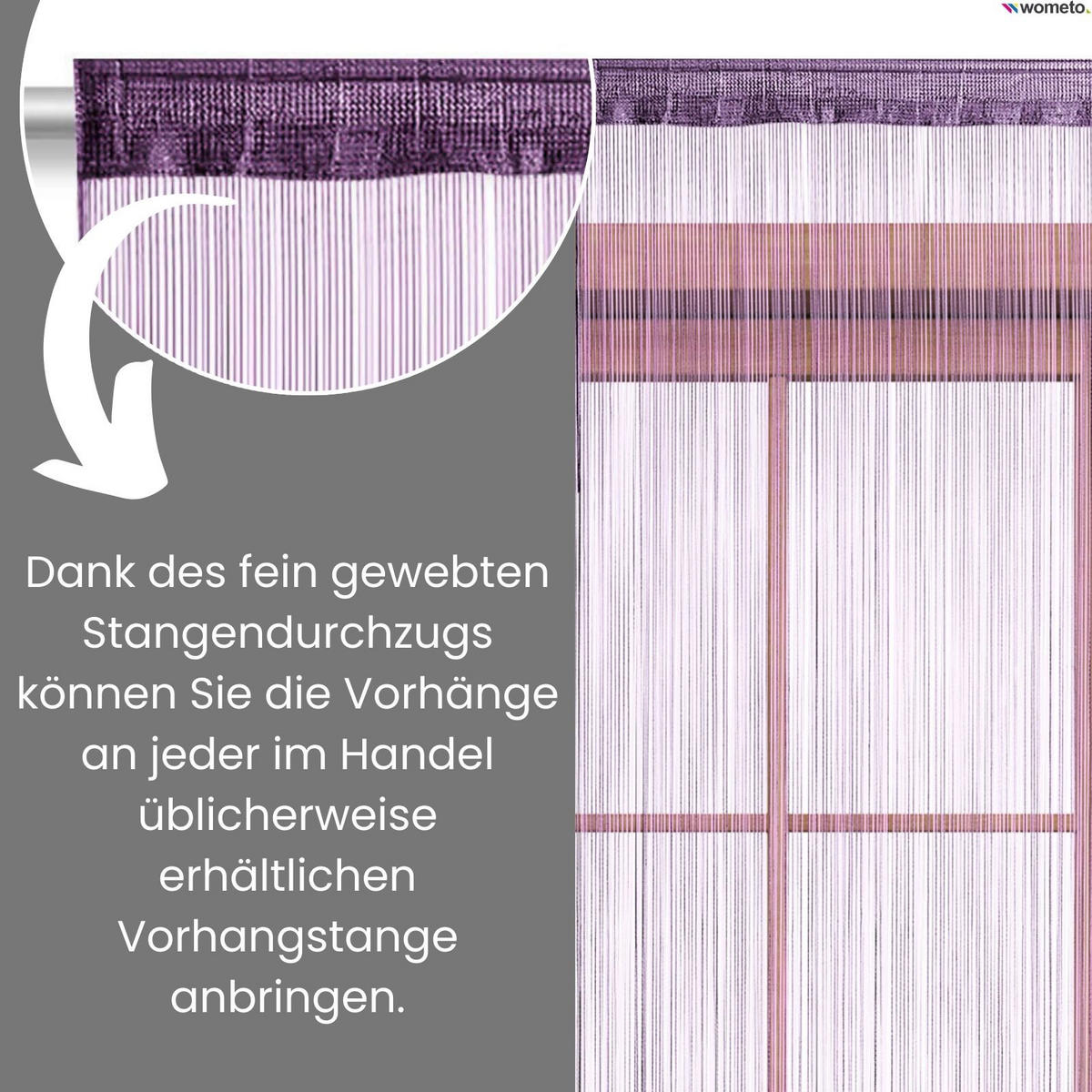 FADENVORHANG lila 245/90 cm Stangendurchzug kürzbar - Lila, Textil (90/245/1cm) - wometo