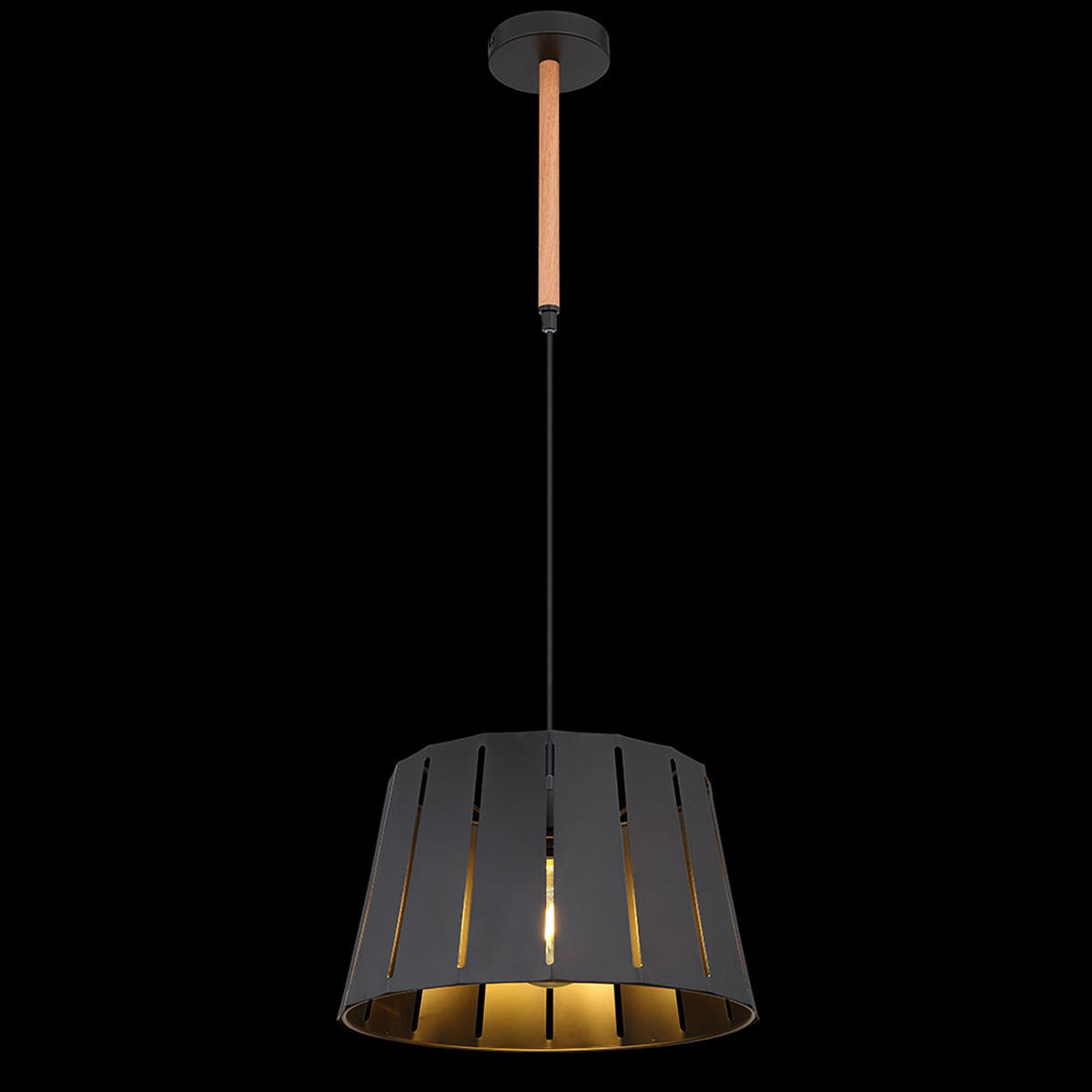 LED HÄNGELEUCHTE Metall Holzoptik Schwarz Braun - Schwarz, Metall (35/35/120cm) - Globo Lighting