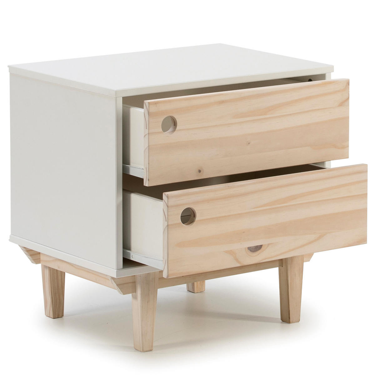 NACHTTISCH Roma 2 Schubladen Weiß - Weiß, Holz (50/49/35cm) - VS Venta-stock