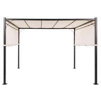 PERGOLA mit LED-Beleuchtung Stahl beige 310/310 cm Parga - Beige/Schwarz, Metall (310/215/310cm) - Beliani