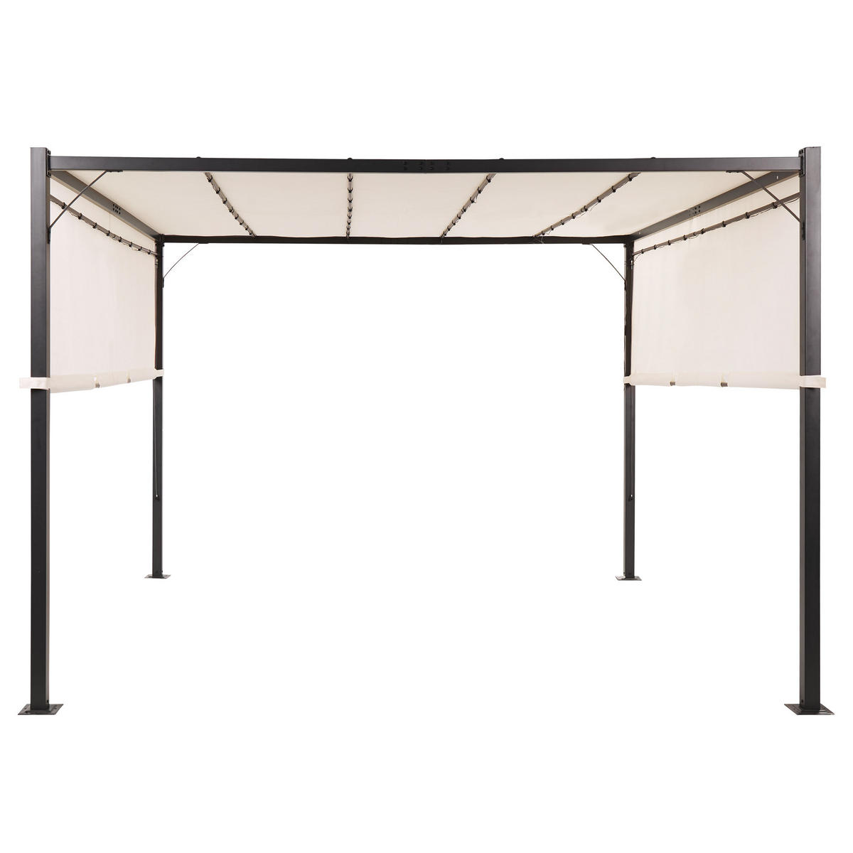 PERGOLA mit LED-Beleuchtung Stahl beige 310/310 cm Parga - Beige/Schwarz, Metall (310/215/310cm) - Beliani