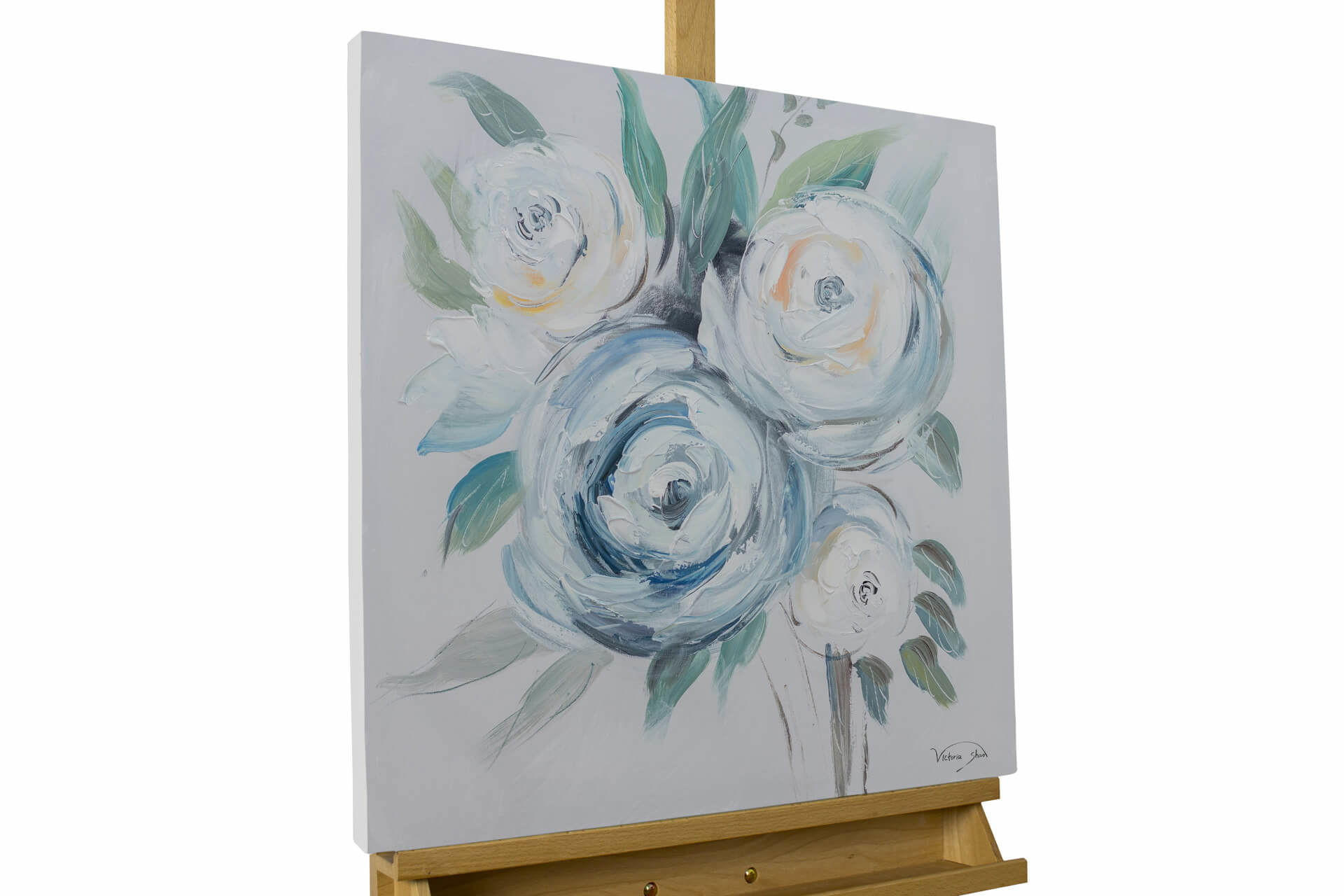 KUNSTLOFT RUČNĚ MALOVANÝ AKRYLOVÝ OBRAZ MODRÝ/BÍLÝ, 60/60 CM