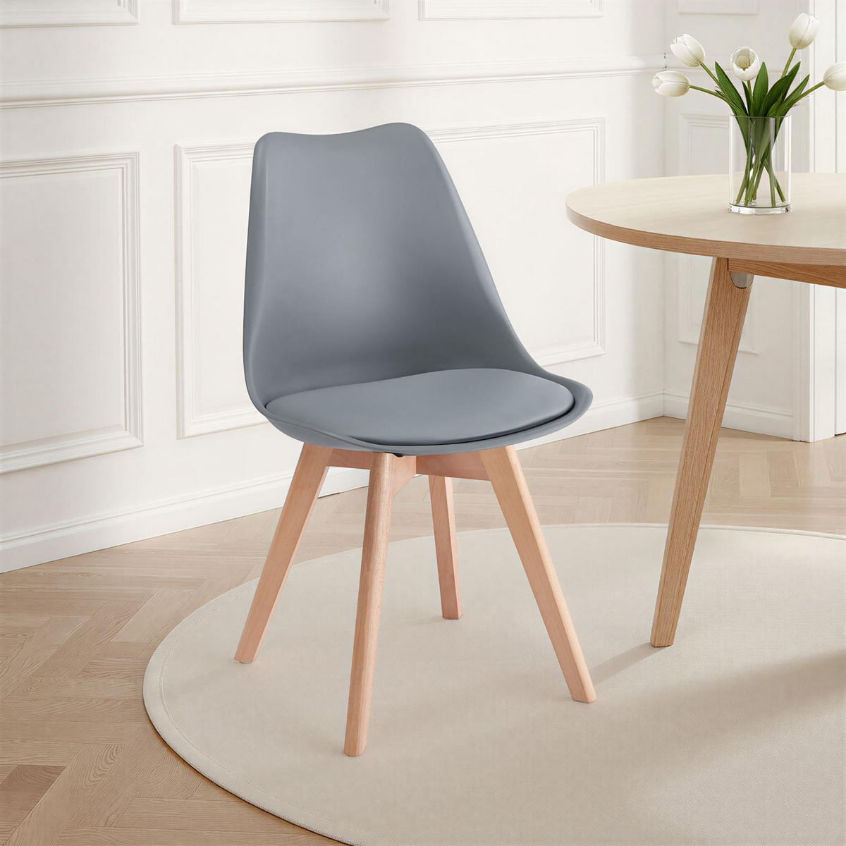 ESSZIMMERSTÜHLE ABBY 4er-Set hellgrau - Hellgrau, Textil (49/82/53cm) - IDIMEX