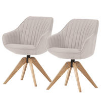 DREHBARER ARMLEHNENSTUHL - Massivholz - Textil - Beige, Holz/Textil (60/83/65cm) - home24