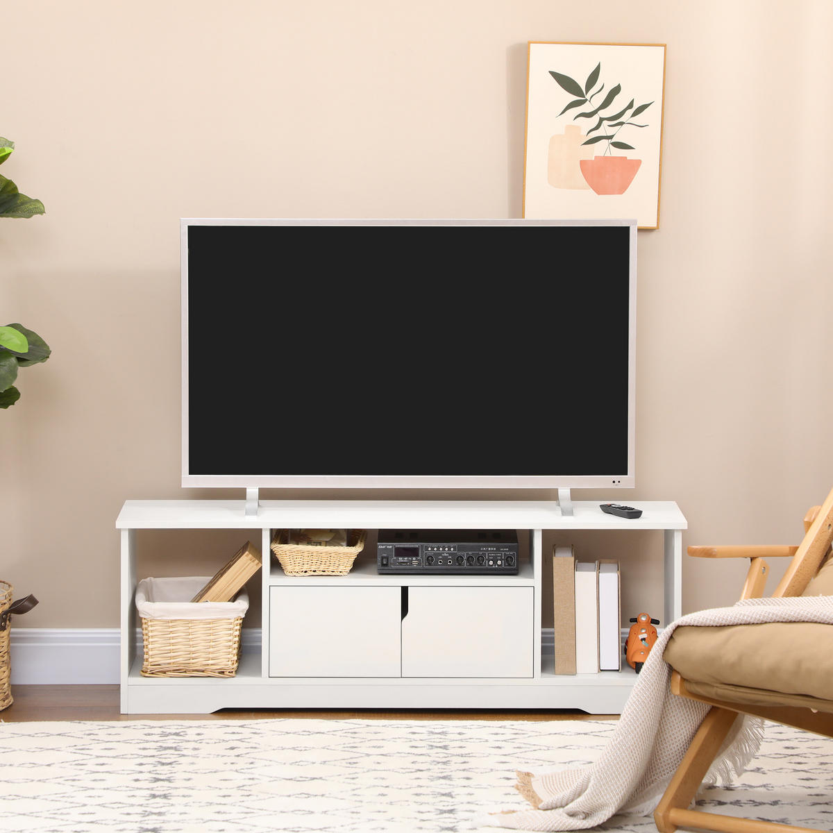 TV-MÖBEL Weiß 1 Stück - Weiß, Holzwerkstoff (120/41/30cm) - GiPP
