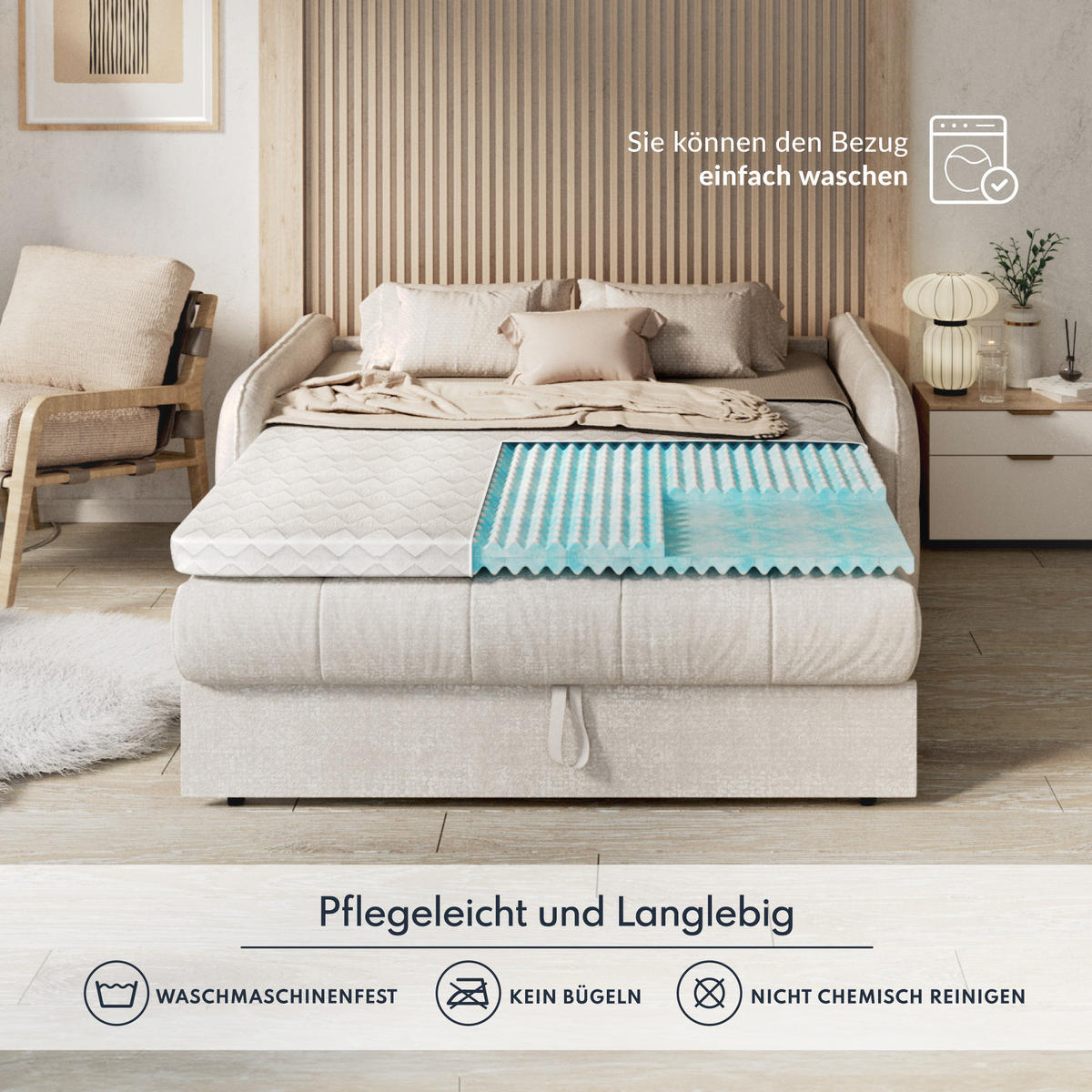 TOPPER Malta Double - Weiß, Kunststoff/Textil (160/200cm) - FDM