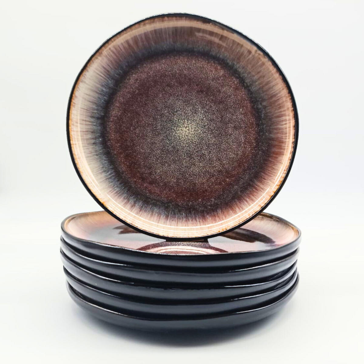 FRÜHSTÜCKSTELLER 6er-Set Keramik Braun 21,7 cm - Braun, Keramik (21.7/1.5/21.7cm) - Quality Elegance