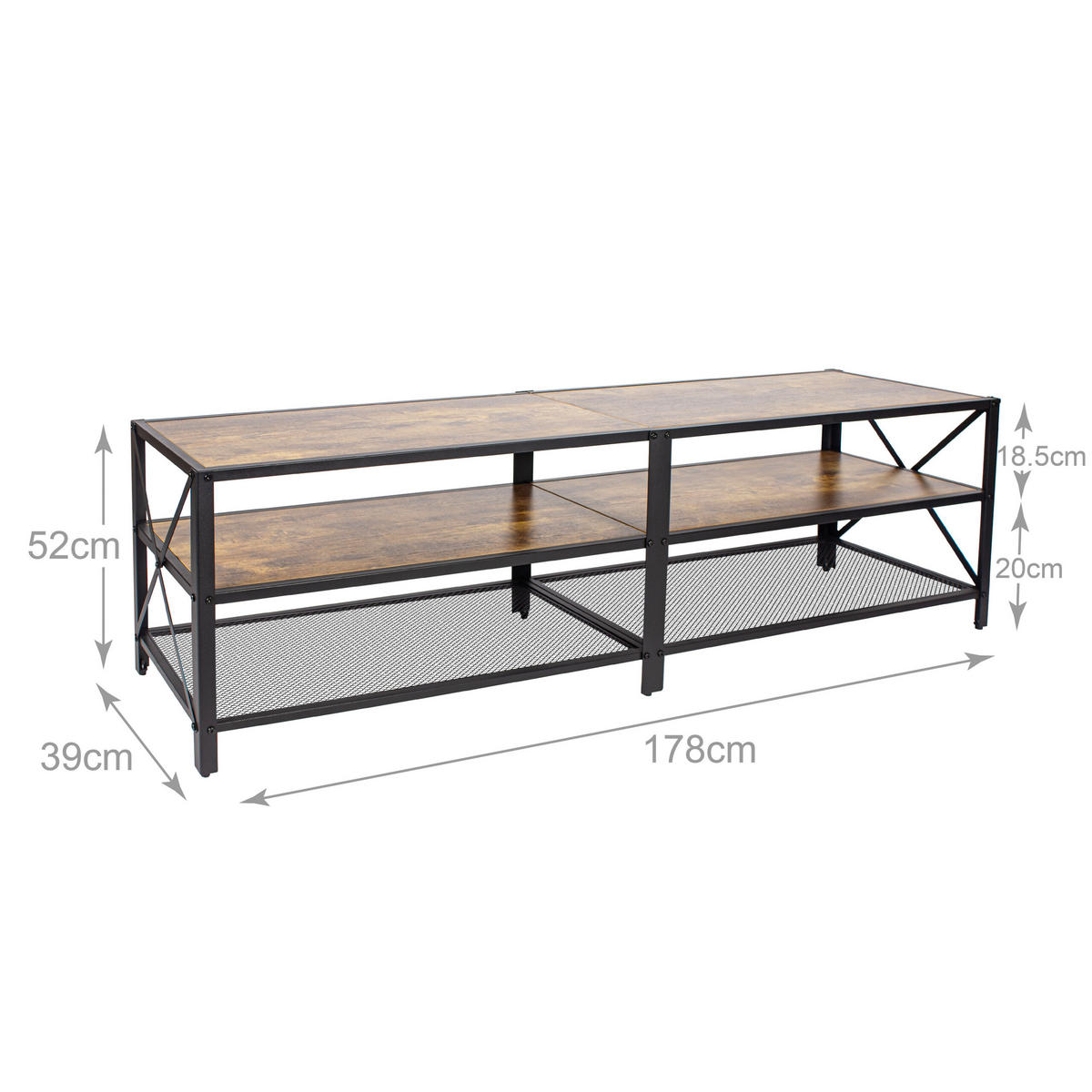 TV-LOWBOARD - Braun, Holzwerkstoff/Kunststoff (180/52/39cm) - Relaxdays