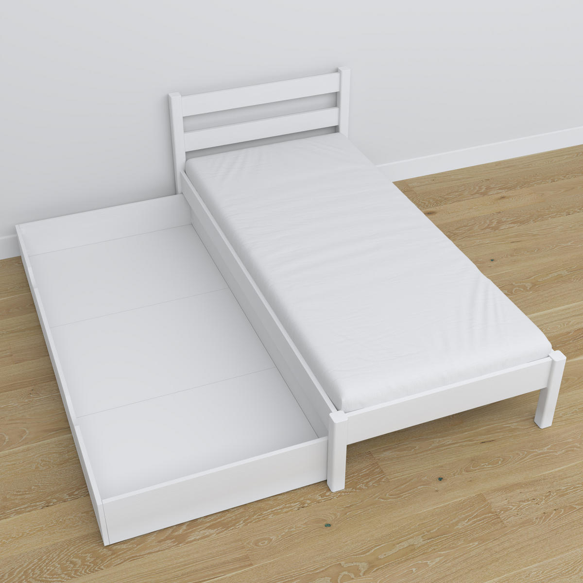 BETT mit Schublade N01 Weiß 80/200 - Weiß, Naturmaterialien/Holz (80/200cm) - N-Wood