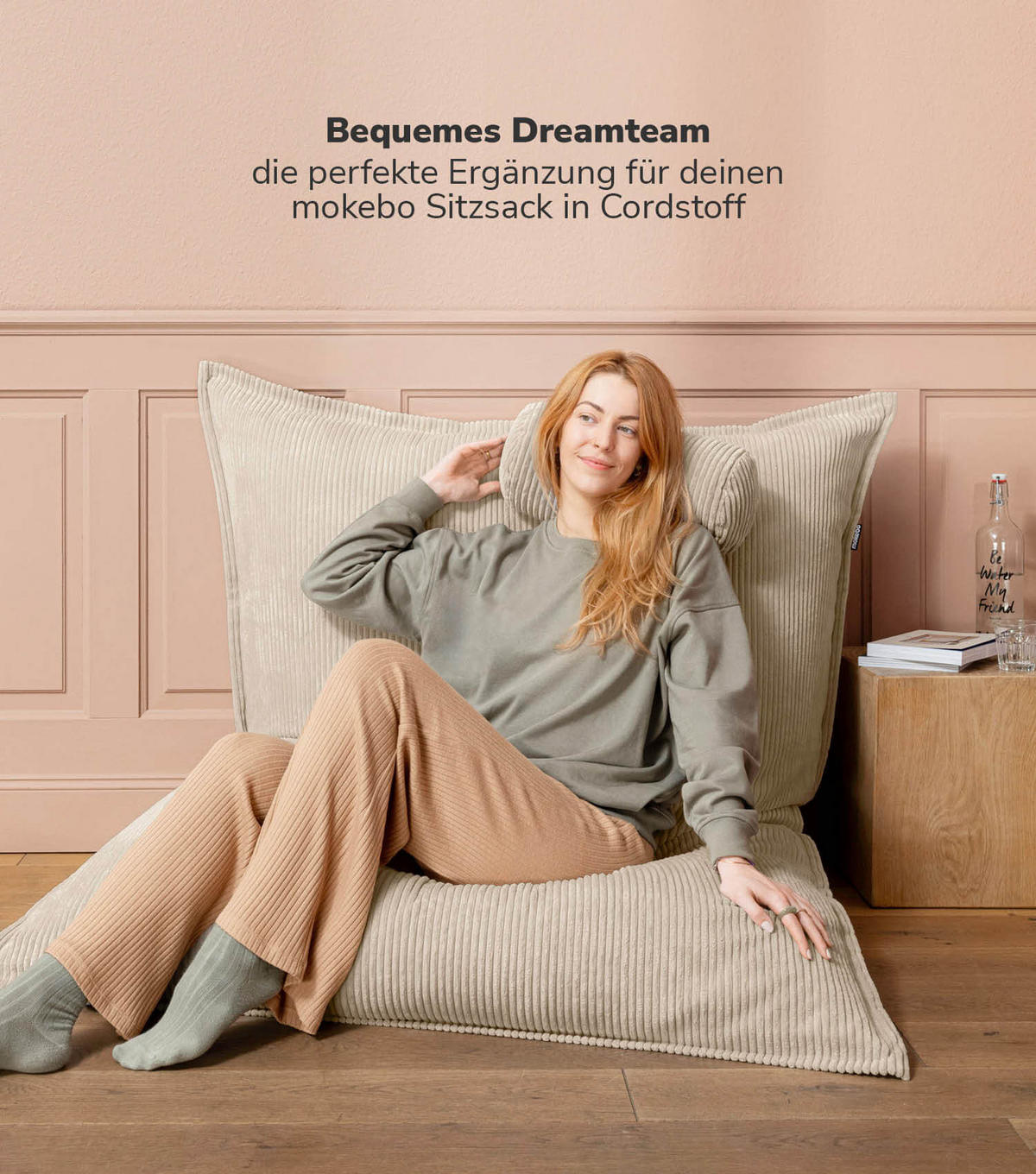 NACKENKISSEN Das Nickerchen - Beige, Textil (17.5/37cm) - Mokebo