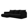 ECKSOFA mit Schlaffunktion Samt Stoff Schwarz - Schwarz, Kunststoff/Textil (148/240cm) - Makamii