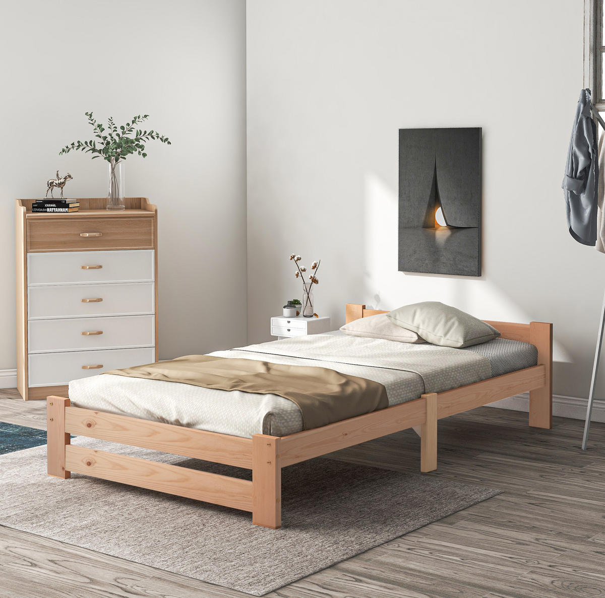 MASSIVHOLZBETT 90/200 cm aus Kiefer mit stabiler Konstruktion und Komforthöhe, Natur - Naturfarben, Holz (90/200cm) - Redom