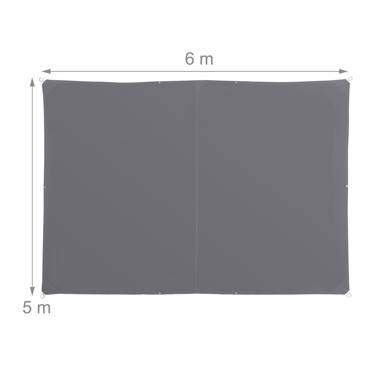 SLNEČNÉ plátno - antracitová, kov/textil (600/500cm) - Relaxdays