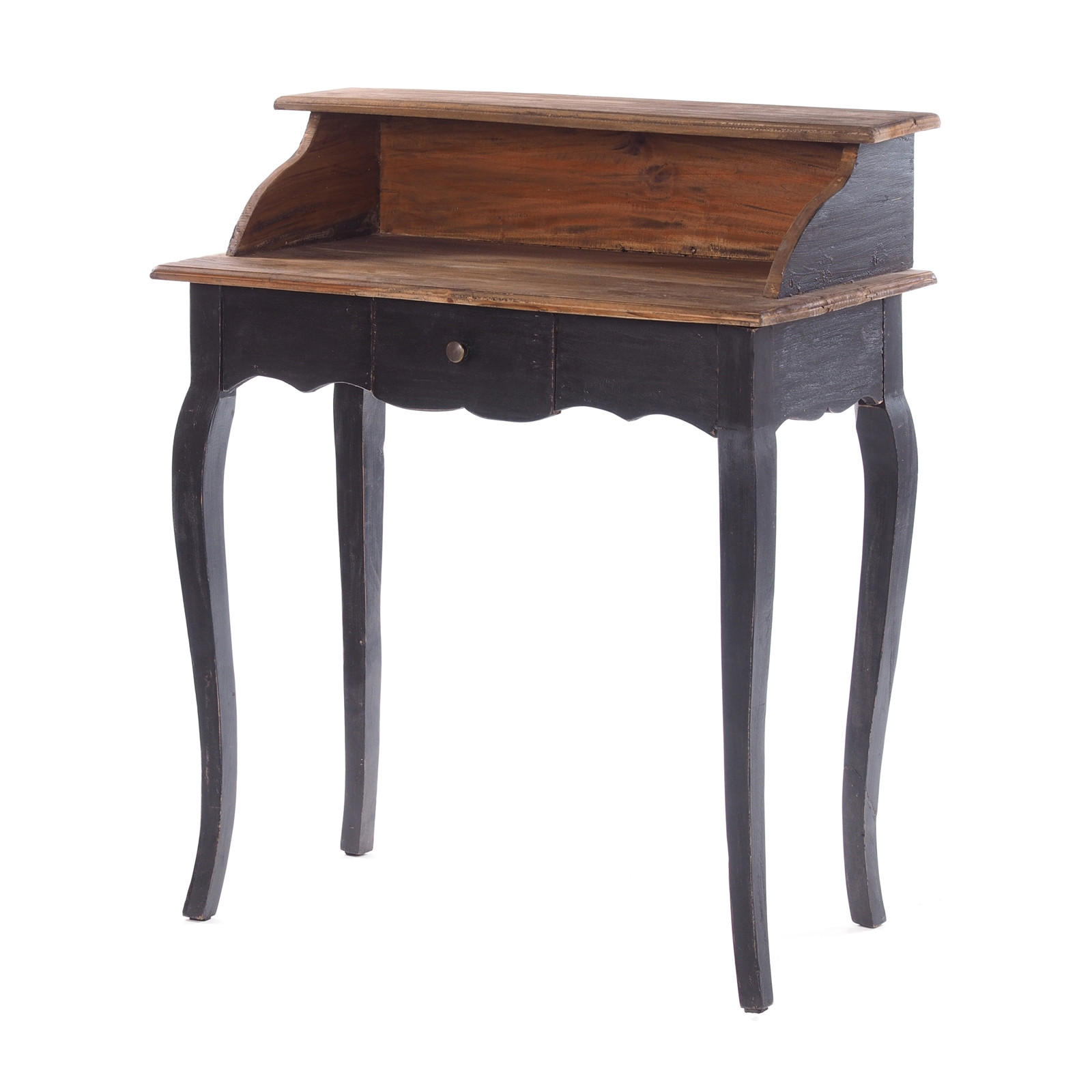 SEKRETÄR Napoleon Mahagoni Massivholz, mit Schublade 04 schwarz-natur - Graubraun, Holz (40/80/92cm) - DESIGN DELIGHTS