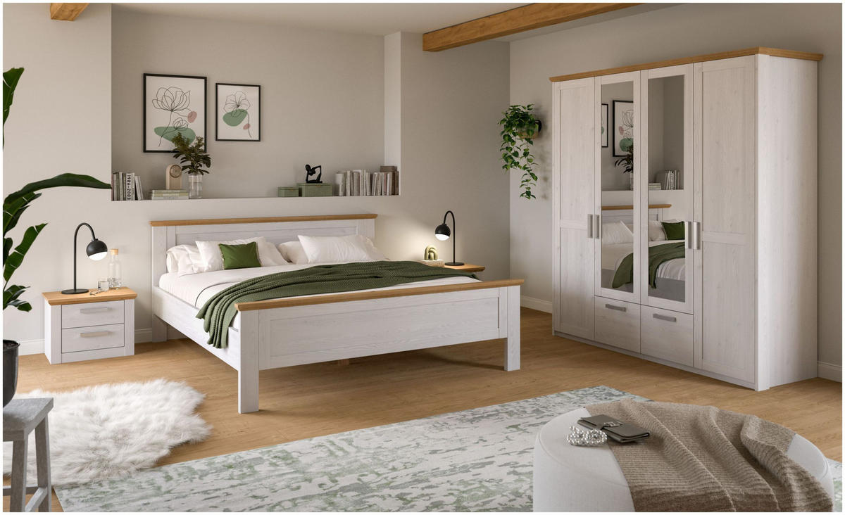 BETTANLAGE Verona Sibiu Lärche Nachbildung 4-tlg. - Lärchefarben, Holzwerkstoff - Xonox