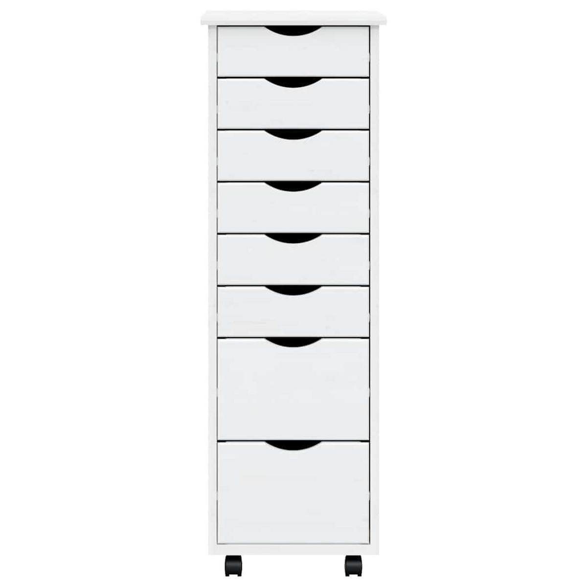 ROLLSCHRANK Mit Schubladen Moss Weiss Massivholz Kiefer - Weiß, Holz (39/103/34cm) - vidaXL