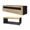 WOHNZIMMERSET Berlin Eiche Natur - Eichefarben, Holzwerkstoff (155/46/40cm) - Vladon