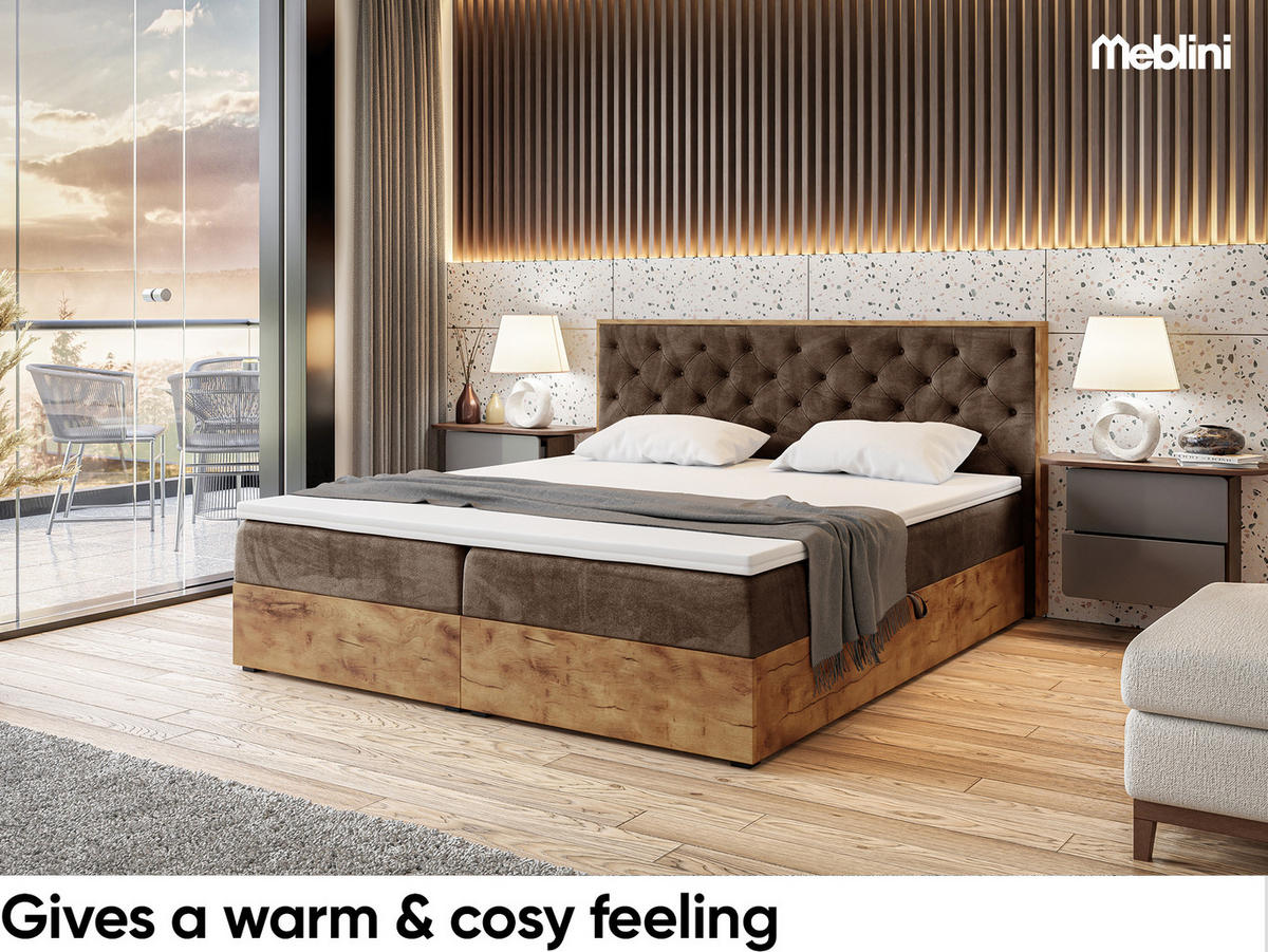 BOXBETT Lofty 3 - Schwarz/Braun, Holzwerkstoff/Textil (140/200cm) - Meblini