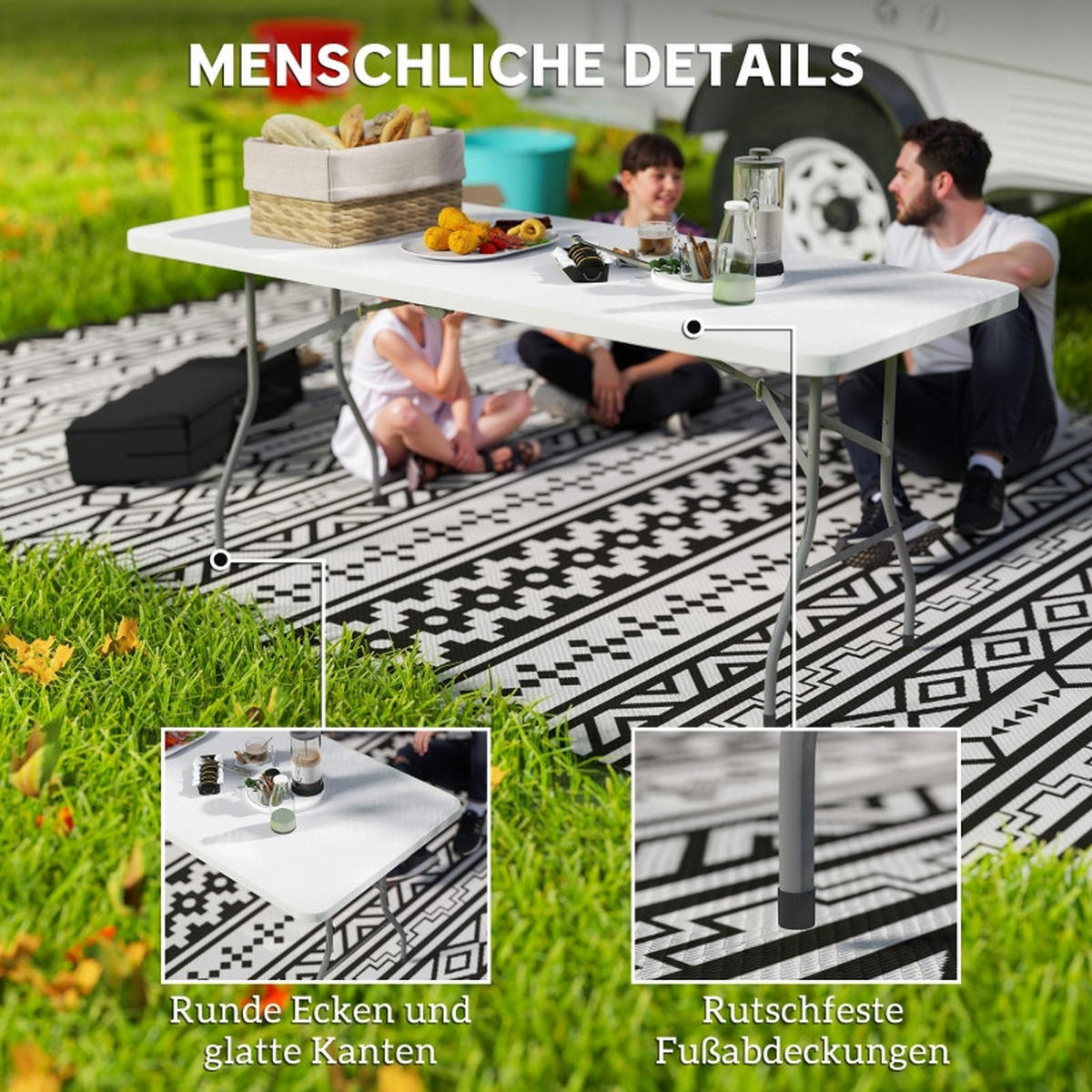 GARTENTISCH Weiß, klappbar, Metall, Kunststoff, faltbar - Multicolor, Holz (101/81/8cm) - SHOPENTRA