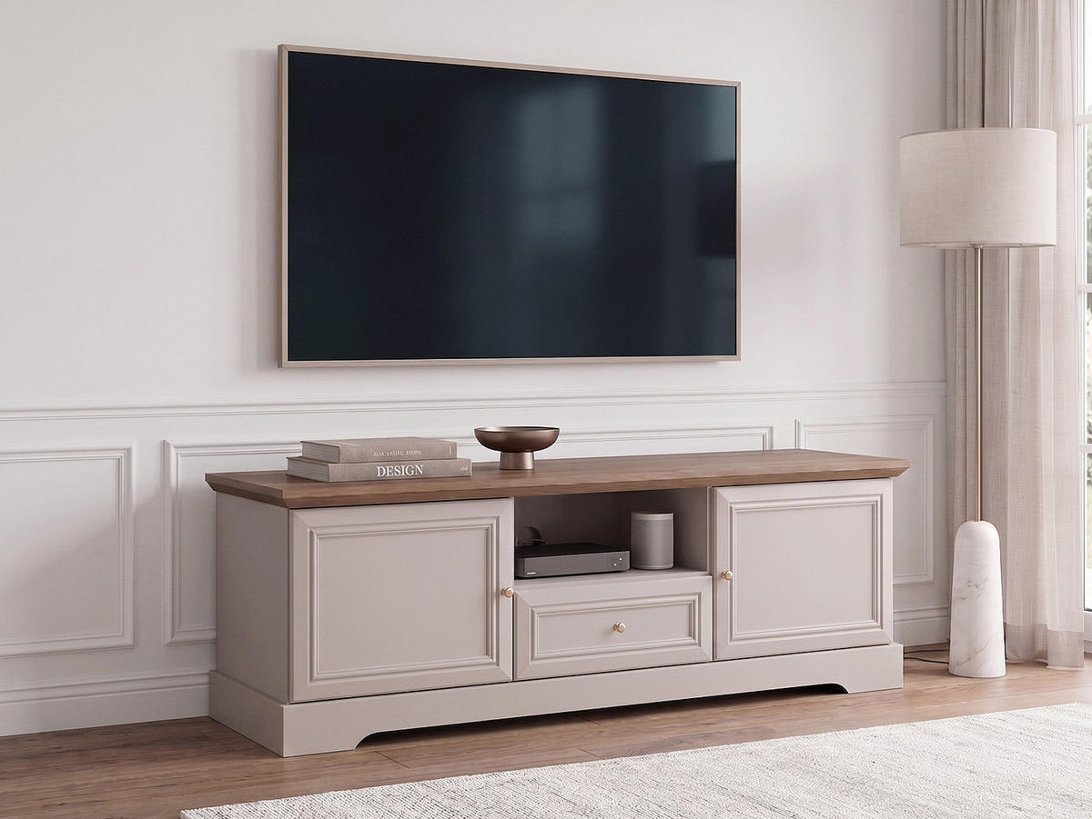 TV-BOARD - 154.7 x 46.2 - holz - beige, naturfarben hell Zarula - Beige/Naturfarben, Holz (154.7/53.1/46.2cm) - Vente-Unique