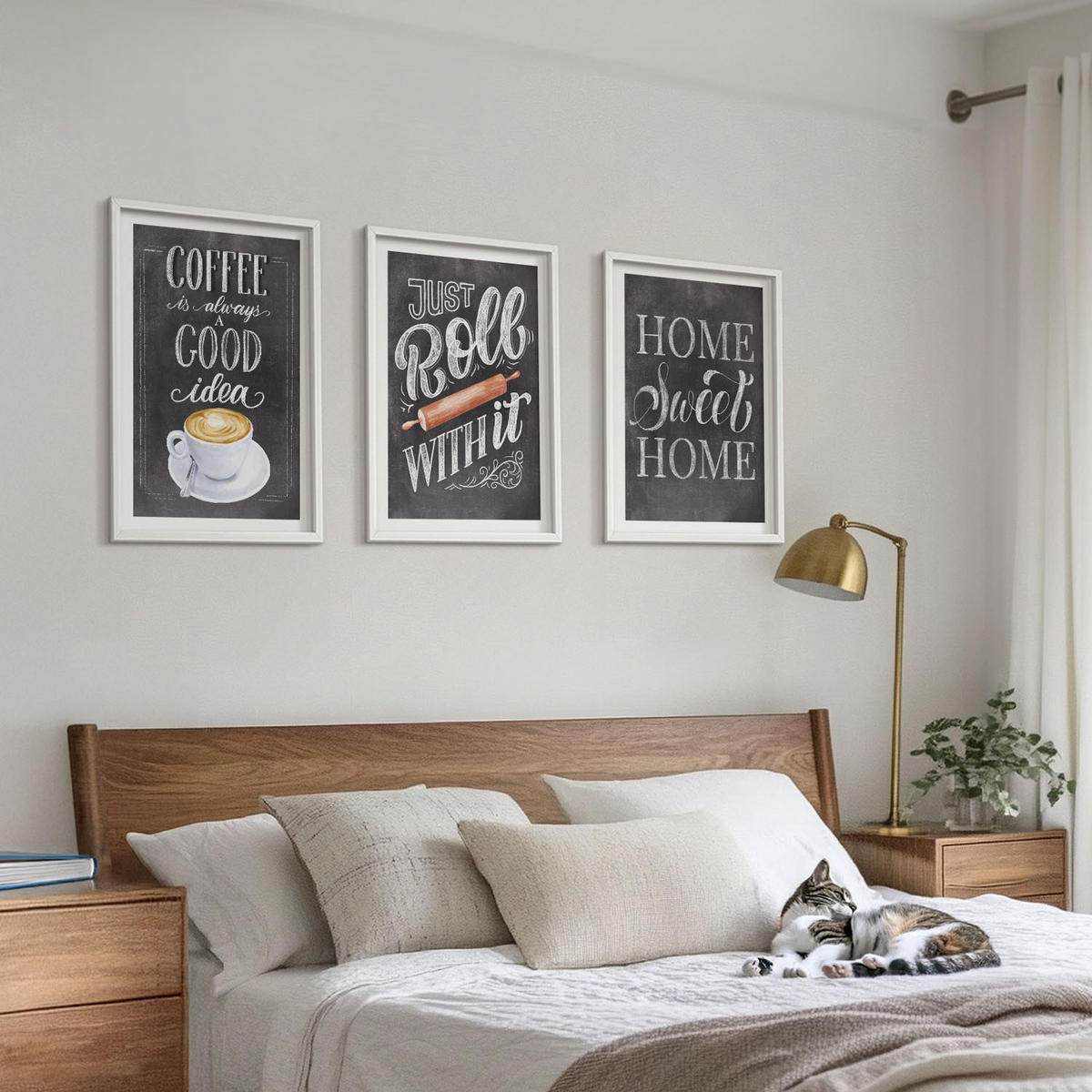BILDER SET 3er Set - 40x60 cm Weißer Rahmen - Kaffeeroller, heimelige Wärme - Weiß, Kunststoff (40/60cm) - TULUP