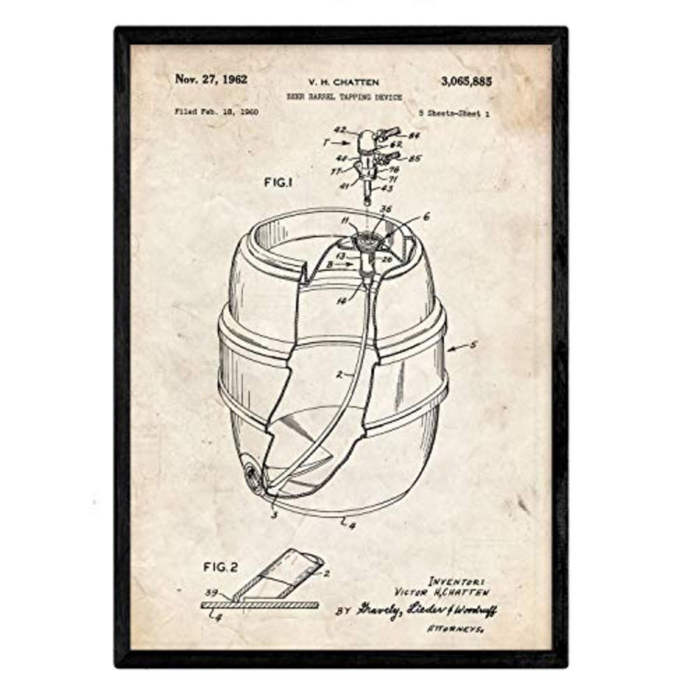 POSTER Patent Bierfass A3 Rahmenlos - Klar, Papier (29.7/5/42cm) - Nacnic