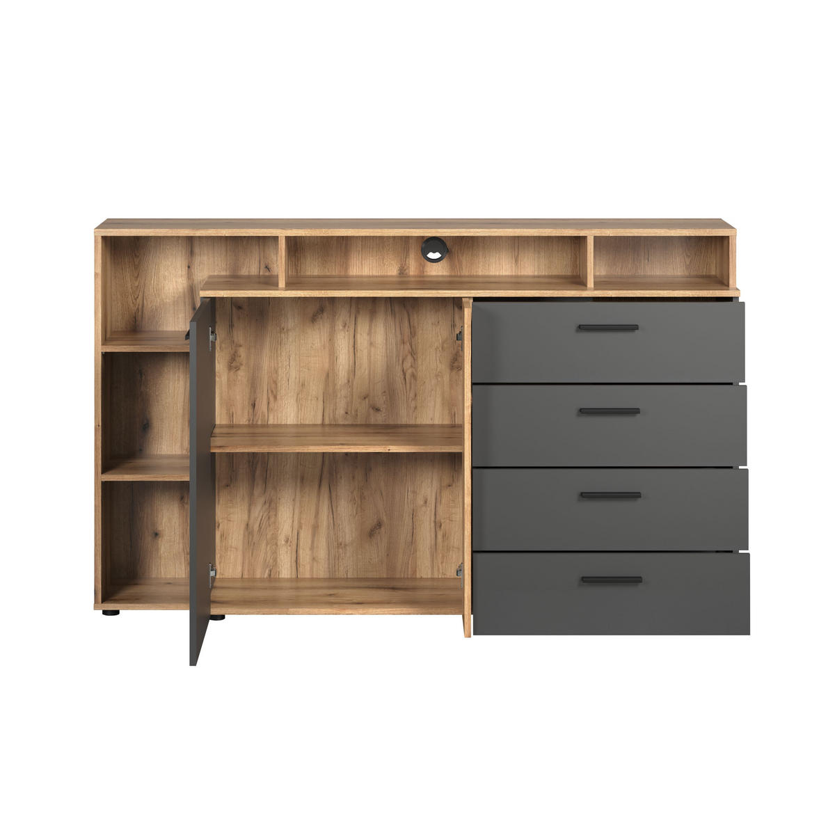 KOMMODE Esteban Anthrazit 168 / 101 / 38 cm - Anthrazit, Holzwerkstoff (168/101/38cm)