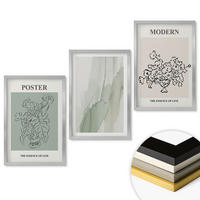 WANDBILDER 3er Set - 40x60 cm Silberner Rahmen - Blumen in einer modernen Vase - Silberfarben, Kunststoff (40/60cm) - ArtPrintCave