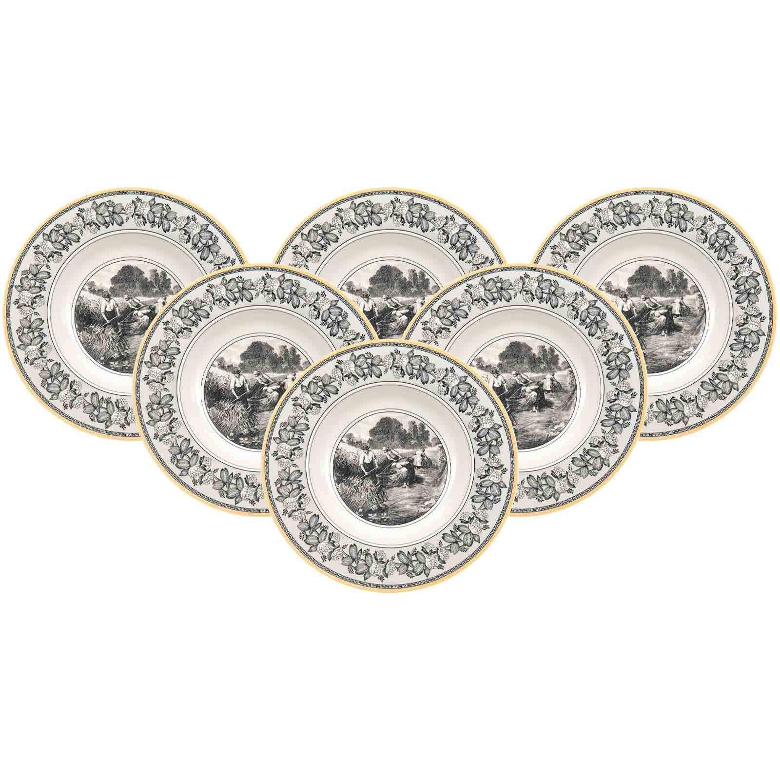 SUPPENTELLER Audun Ferme weiß-grau-gelb ø 24,2 cm 6er Set - Gelb/Weiß, Keramik (24.2cm) - Villeroy & Boch