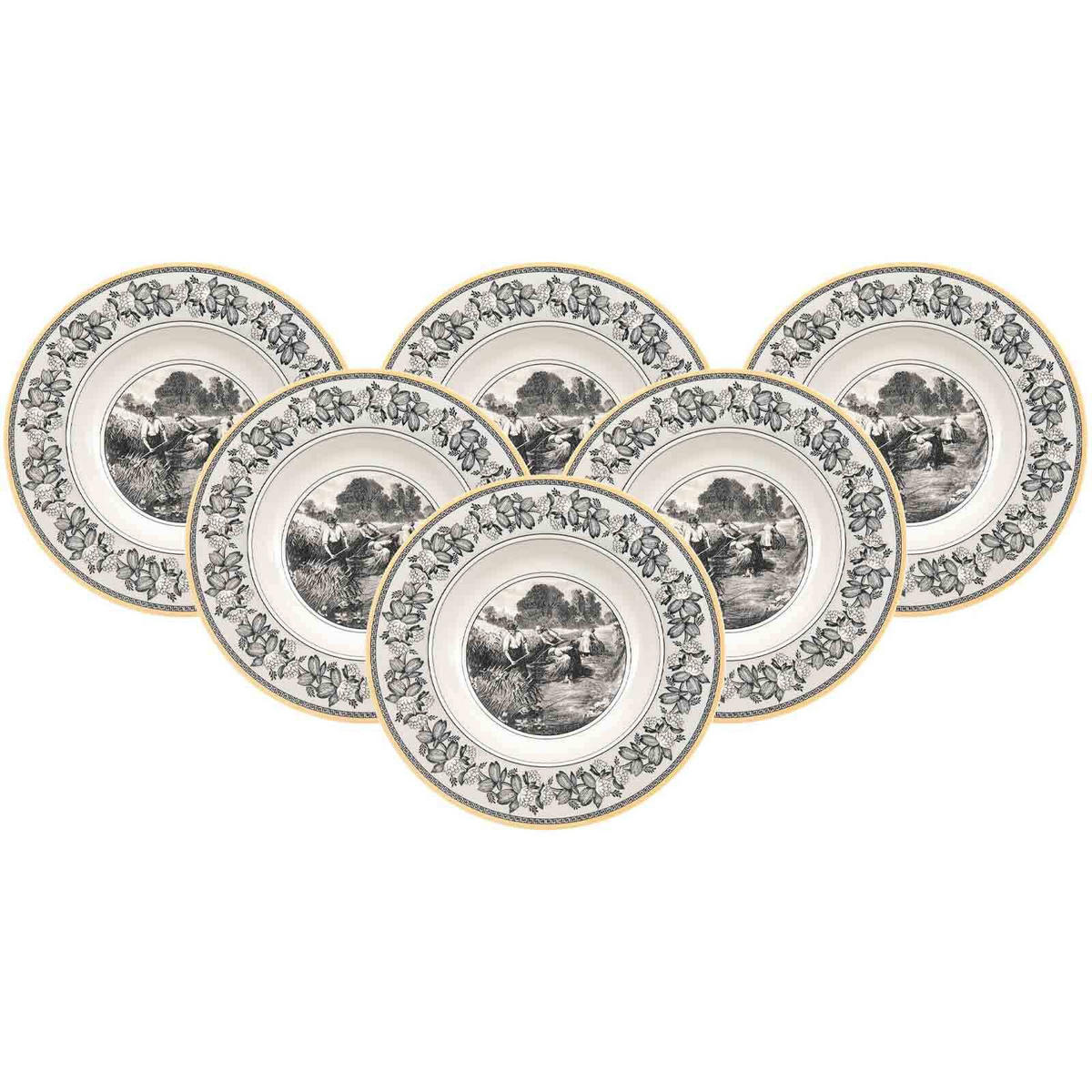 SUPPENTELLER Audun Ferme weiß-grau-gelb ø 24,2 cm 6er Set - Gelb/Weiß, Keramik (24.2cm) - Villeroy & Boch