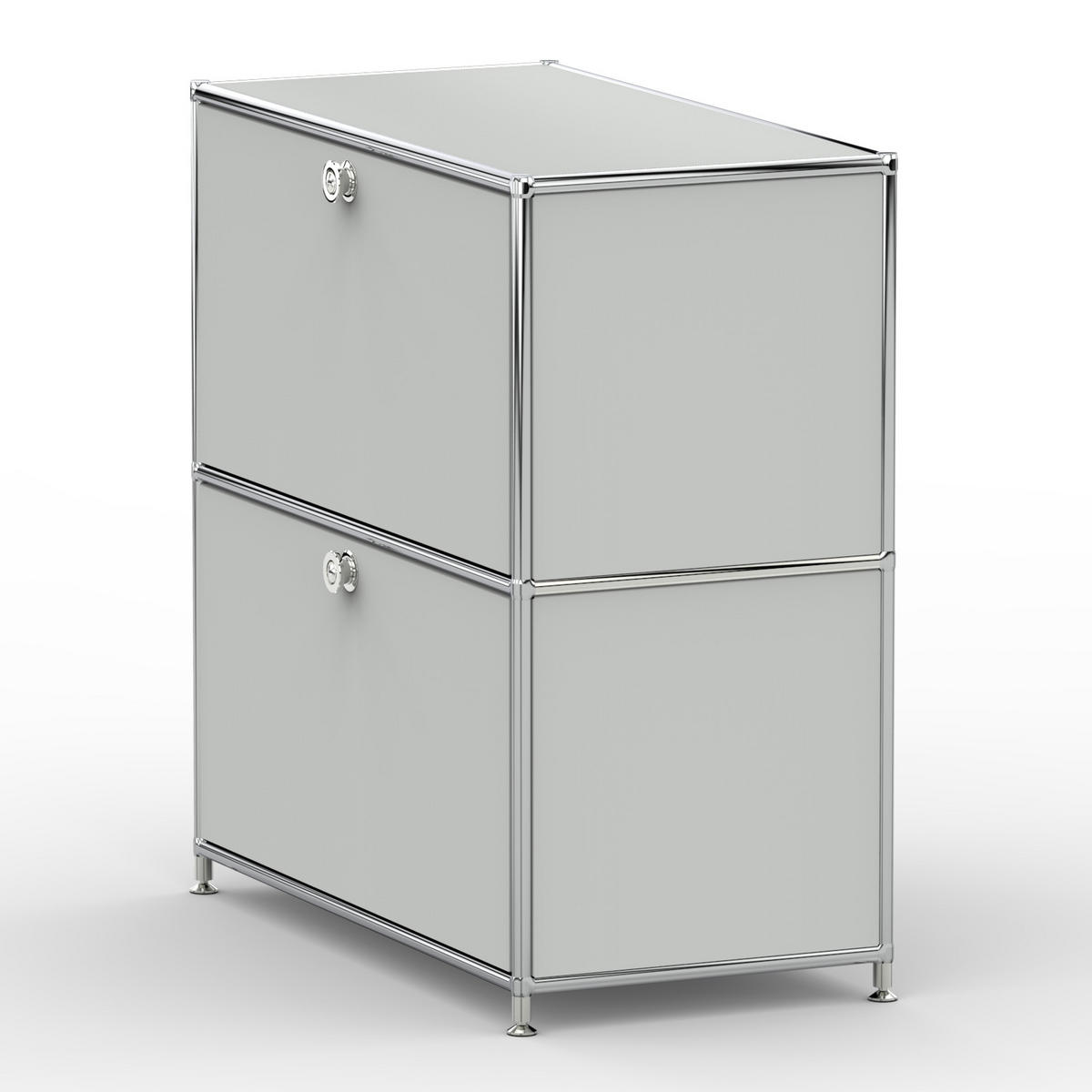 AKTENSCHRANK, 2 Schubladen & Schloss, Breite 77 cm, Lichtgrau - Chromfarben/Silberfarben, Metall (40/80.5/77.2cm) - Versee