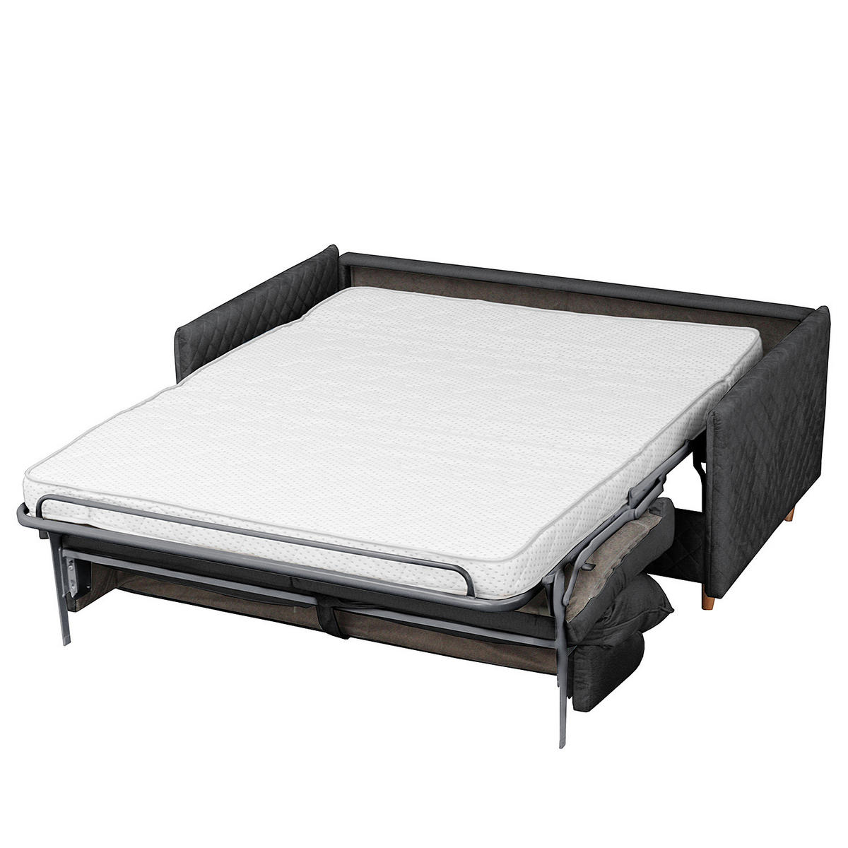 SCHLAFSOFA mit Matratze - Samt - Anthrazit/Buchefarben, Buchenholz/Textil (171/95/101cm) - home24