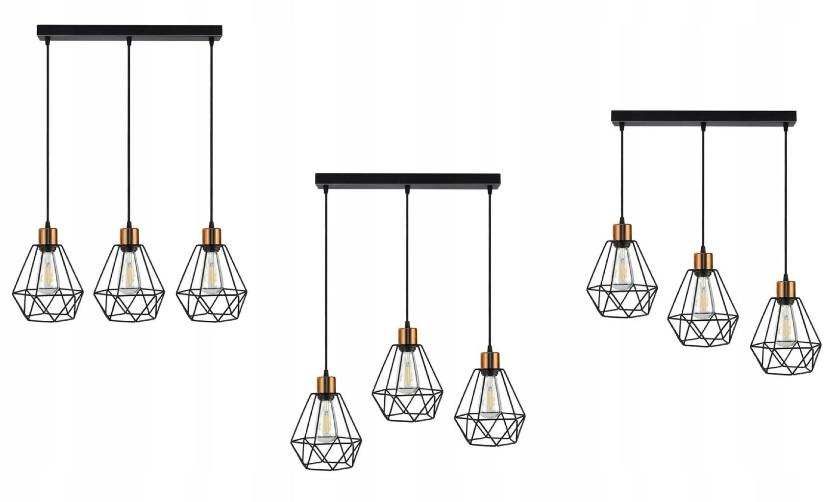 PENDELLEUCHTE EDISON II - Goldfarben/Schwarz, Metall (20/68/100cm) - kiki design