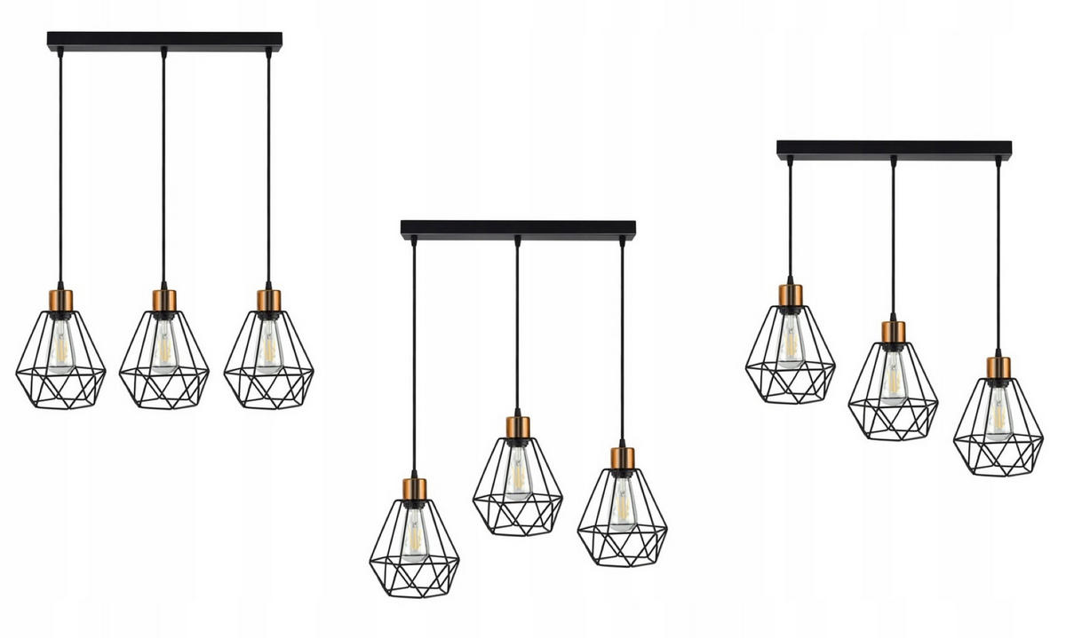 PENDELLEUCHTE EDISON II - Goldfarben/Schwarz, Metall (20/68/100cm) - kiki design