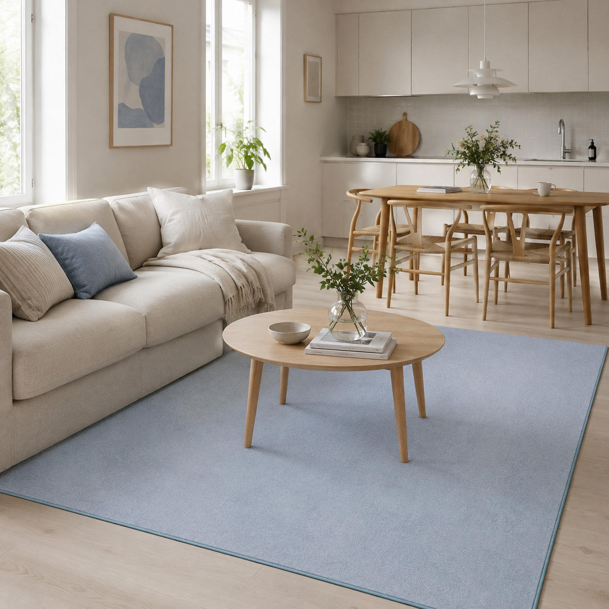 HOCHFLOR VELOURS TEPPICH LUNA - Blau, Textil (200/250cm) - Snapstyle