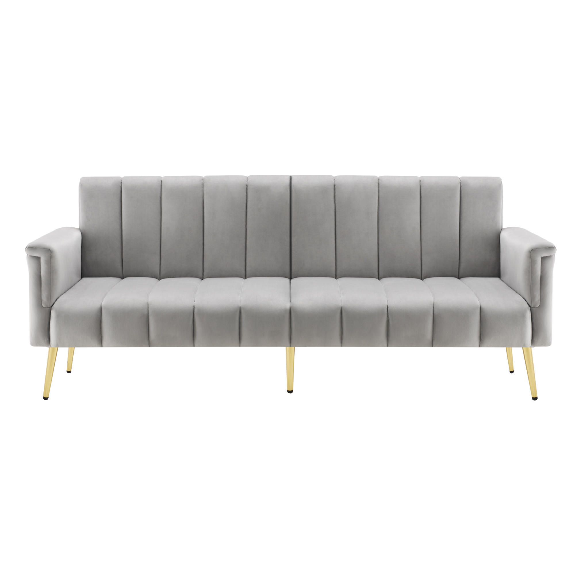 SCHLAFSOFA 183/76/75 cm Grau mit Stützbeine aus Metall - Grau, Textil (183/75/76cm) - Oxeza