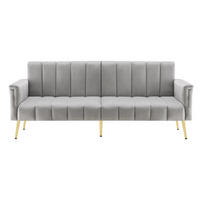 SCHLAFSOFA 183/76/75 cm Grau mit Stützbeine aus Metall - Grau, Textil (183/75/76cm) - Oxeza
