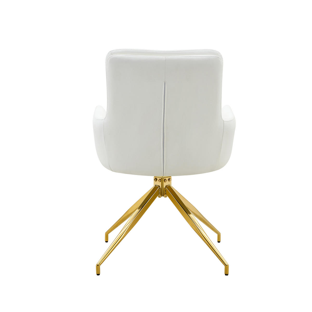 DREHSTUHL 2er-Set 360° drehbar 85 cm PU Weiß Goldfarben - Weiß, Metall (50/85/55cm) - Meubliv