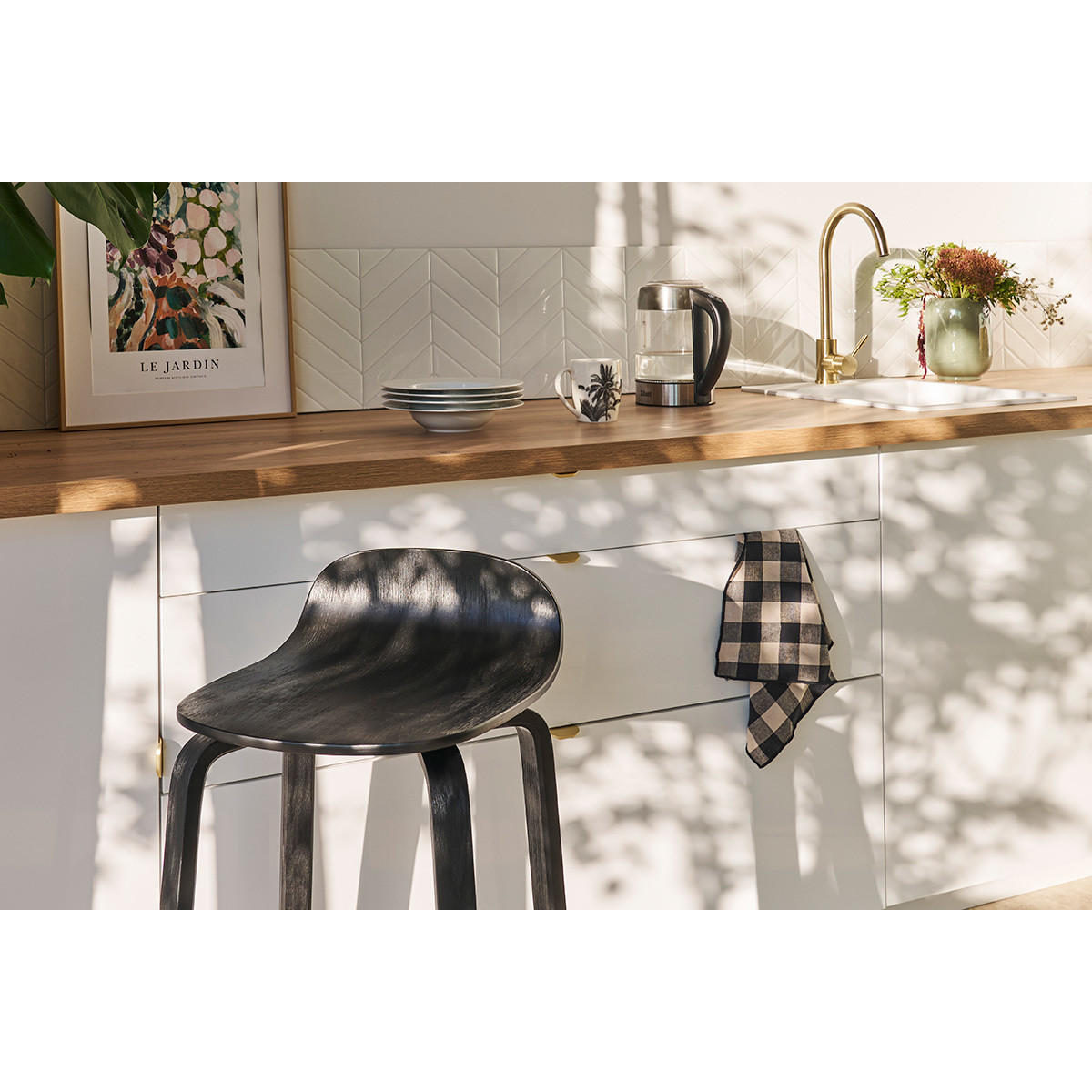 BARHOCKER Schwarzes Holz H68 cm 2er-Set OBRA - Schwarz, Holz (44/80.5/40cm) - Miliboo