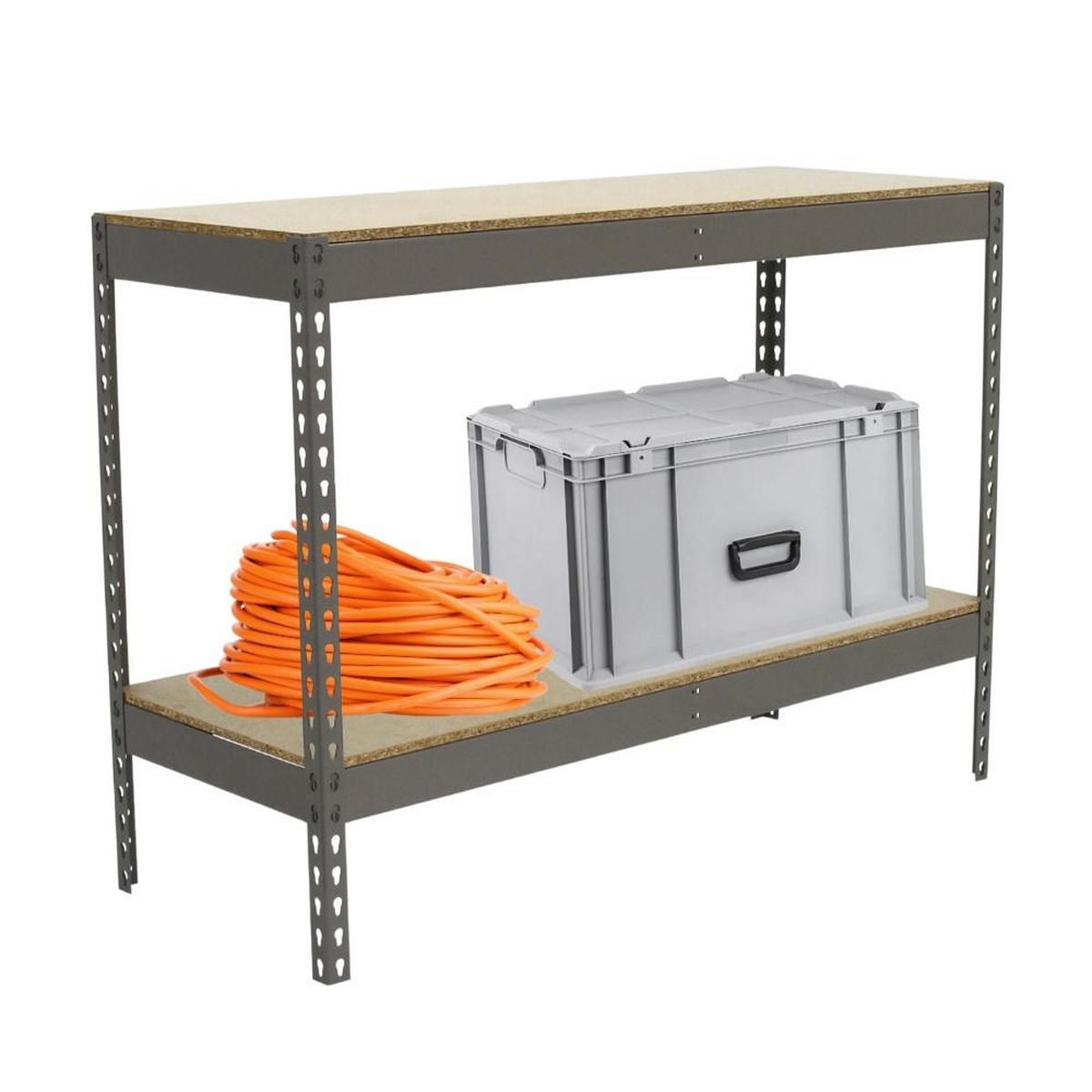 SCHWERLASTREGAL MINI WOOD YETI TWO | HxBxT 90x150x60cm | Fachlast 400kg | Grau - Grau, Metall (150/90/60cm) - PROREGAL