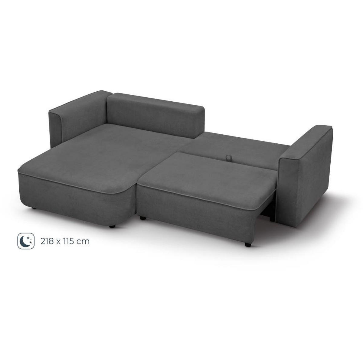 ECKSCHLAFSOFA Carlos dunkelgrau - Dunkelgrau/Schwarz, Kunststoff/Textil (265/170cm) - Beautysofa