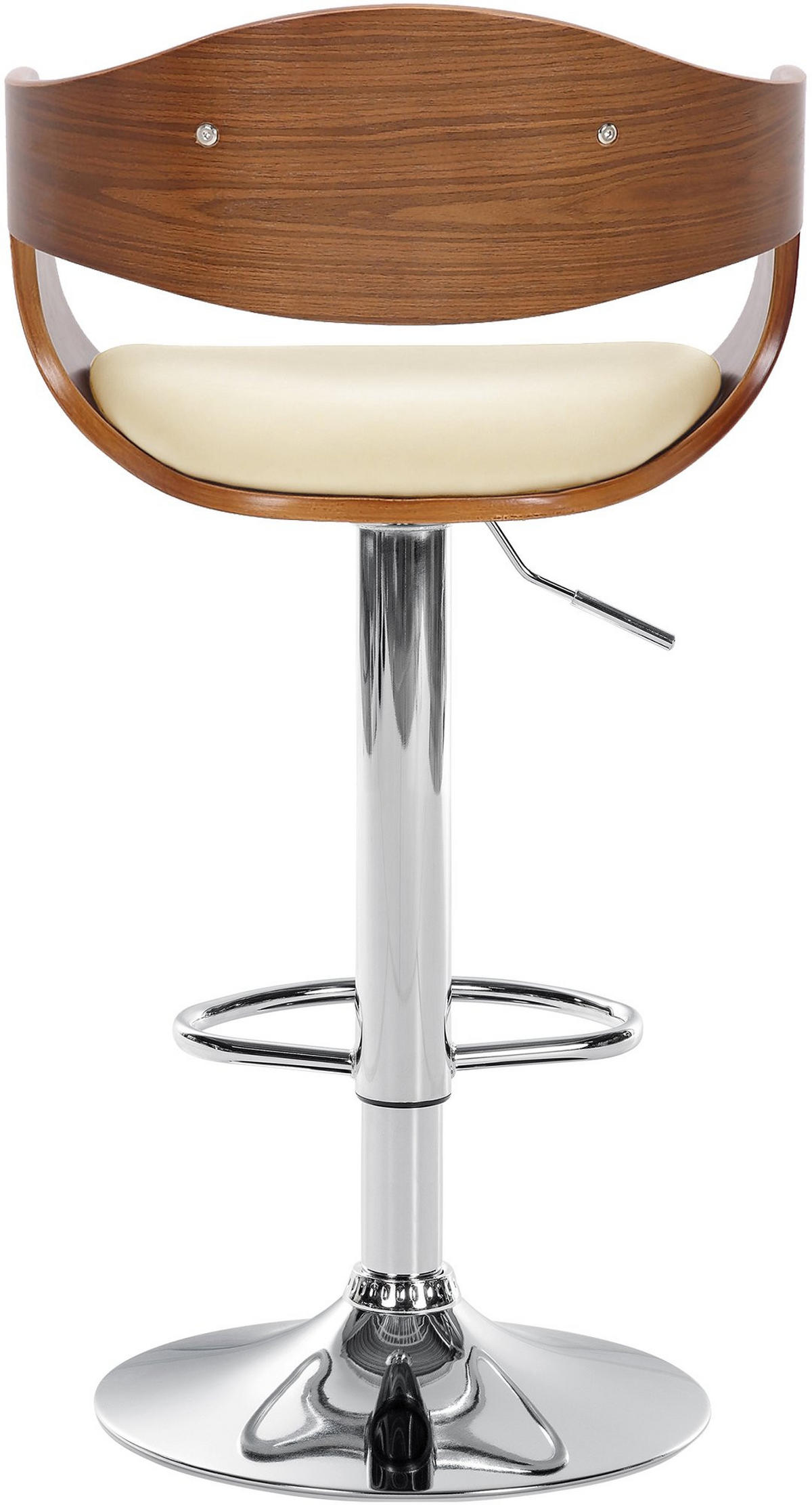 BARHOCKER Lederlook walnuss/creme - Walnussfarben/Creme, Textil/Metall (50/88/48cm) - CLP