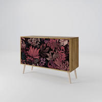 SIDEBOARD FLORAL WHISPER, Eicheneffekt, 111x42x77,5 cm, 2 Türen - Eichefarben/Buchefarben, Holzwerkstoff/Buchenholz (111/77.5/42cm) - SpaceRebels