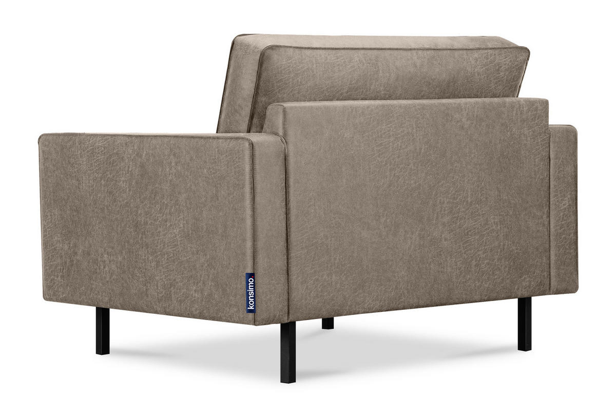 1,5-SITZER-SESSEL INVIA mit Armlehnen vintage, Lederoptik-Stoff, Hellgrau - Hellgrau/Schwarz, Textil (116/87/98cm) - KONSIMO®