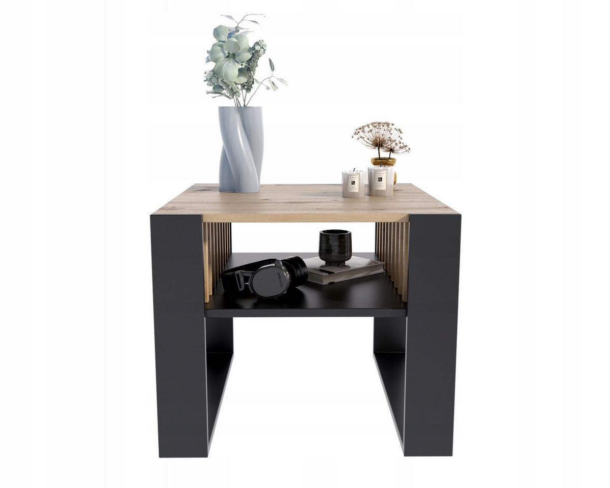 COUCHTISCH IGA Quadratisch Artisan Eiche-Schwarz 60/63,6/50 cm - Multicolor, Holzwerkstoff (63.6/60/50cm) - Matkam Möbel